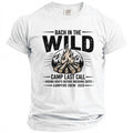 White t-shirt with "Bach in the Wild" campfire graphic and "Camp Last Call" text.