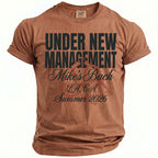 Brown t-shirt with "Under New Management Mike's Bach LA, CA Summer 2026" text.