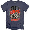T-shirt with "BORN TO CREATE RAISED TO OVERTHINK IT." text and thinker graphic.