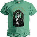 Green t-shirt with "ETERNAL BY CHOICE" text and a vampire graphic.