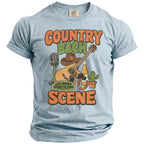 Light blue t-shirt with "Country Bach Last Rodeo Before The Ring Scene" graphic.