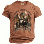 Brown t-shirt with a dragon in a tuxedo, holding beer and poker chips.