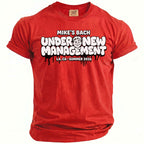 Red t-shirt with "Mike's Bach Under New Management LA, CA Summer 2026" text.