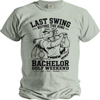 T-shirt with a dragon golfer graphic and text "Last Swing Before The Ring"