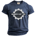 Navy t-shirt with graphic "Grandpa's Got This" over a gear with tools.