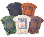 Five t-shirts in different colors with "Last Swing Before the Ring" graphic.