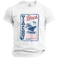 White t-shirt with "Yacht Bach Please!" and boat graphic.