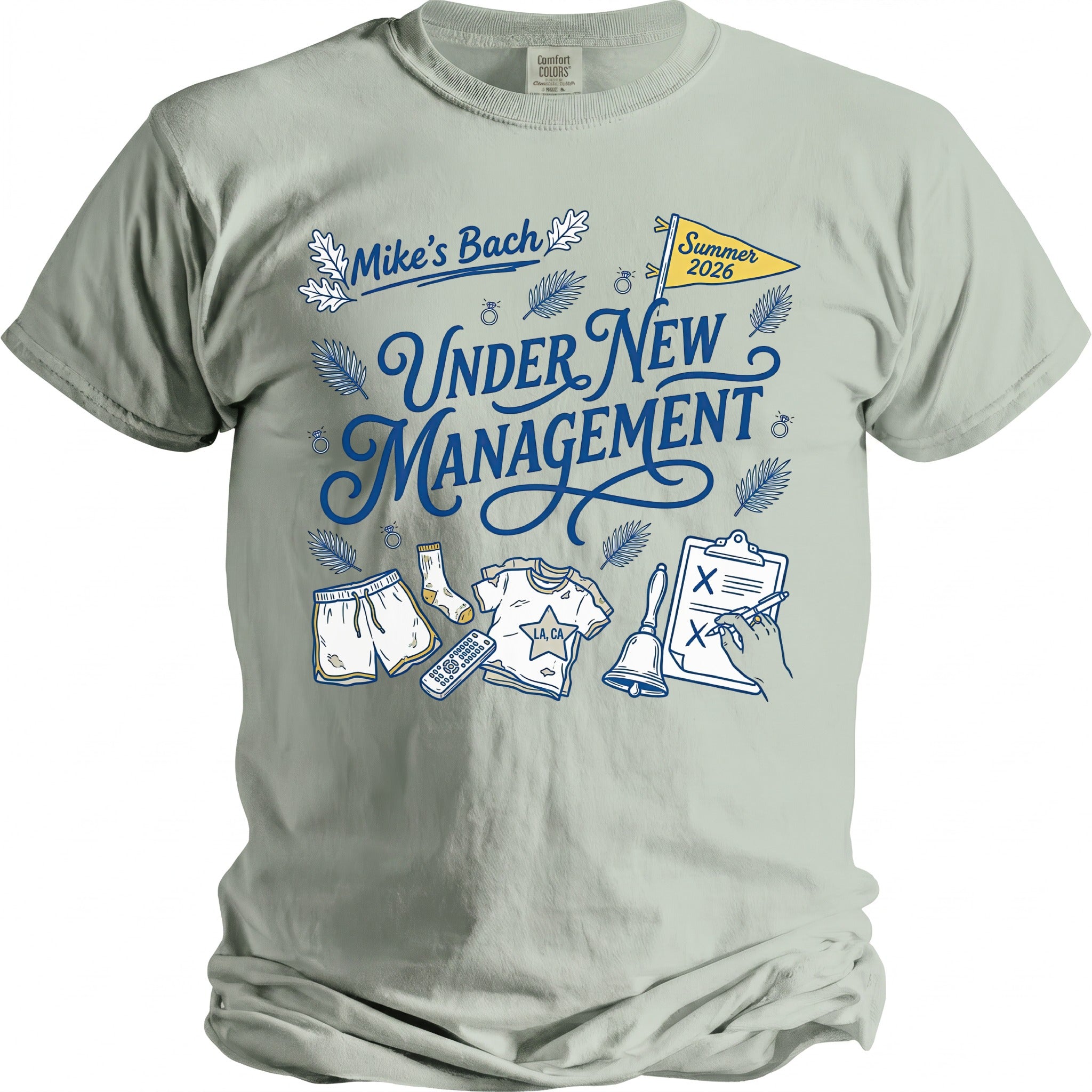 Mike's Bach Summer 2026 Under New Management t-shirt graphic.