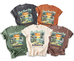 T-shirts showcase beach party graphic with "Bach Beach Party" text and custom location/date.