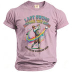 T-shirt with "Last Swing Before the Ring" and "Bachelor Weekend 2026" text.