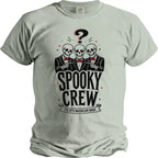 Three skeletons wear tuxedos with bow ties. Text reads "SPOOKY CREW TYLER'S BACHELOR BASH".
