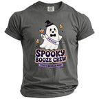 Gray t-shirt with a ghost groom wearing a witch hat and a "GROOM" sash.