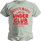 Light gray t-shirt with red text: Mike's Bach, Under Club Manngement LA, CA Summer 2026.