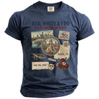 Alex's Bachelor Party t-shirt with "Red, White & I Do" text and Austin-themed graphics.