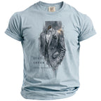 Light blue Comfort Colors t-shirt with a sketch of a suit and "GENTLEMAN GROOM SUITS BEFORE VOWS" text.