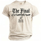 Light tan t-shirt with "The Final Countdown" and rocket graphic.