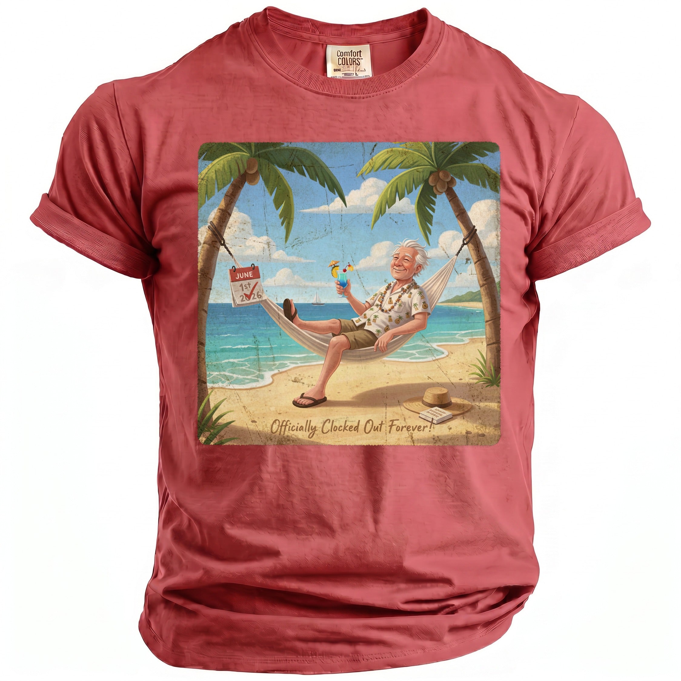 Man in hammock on beach with calendar showing June 1st, 2026 and text.