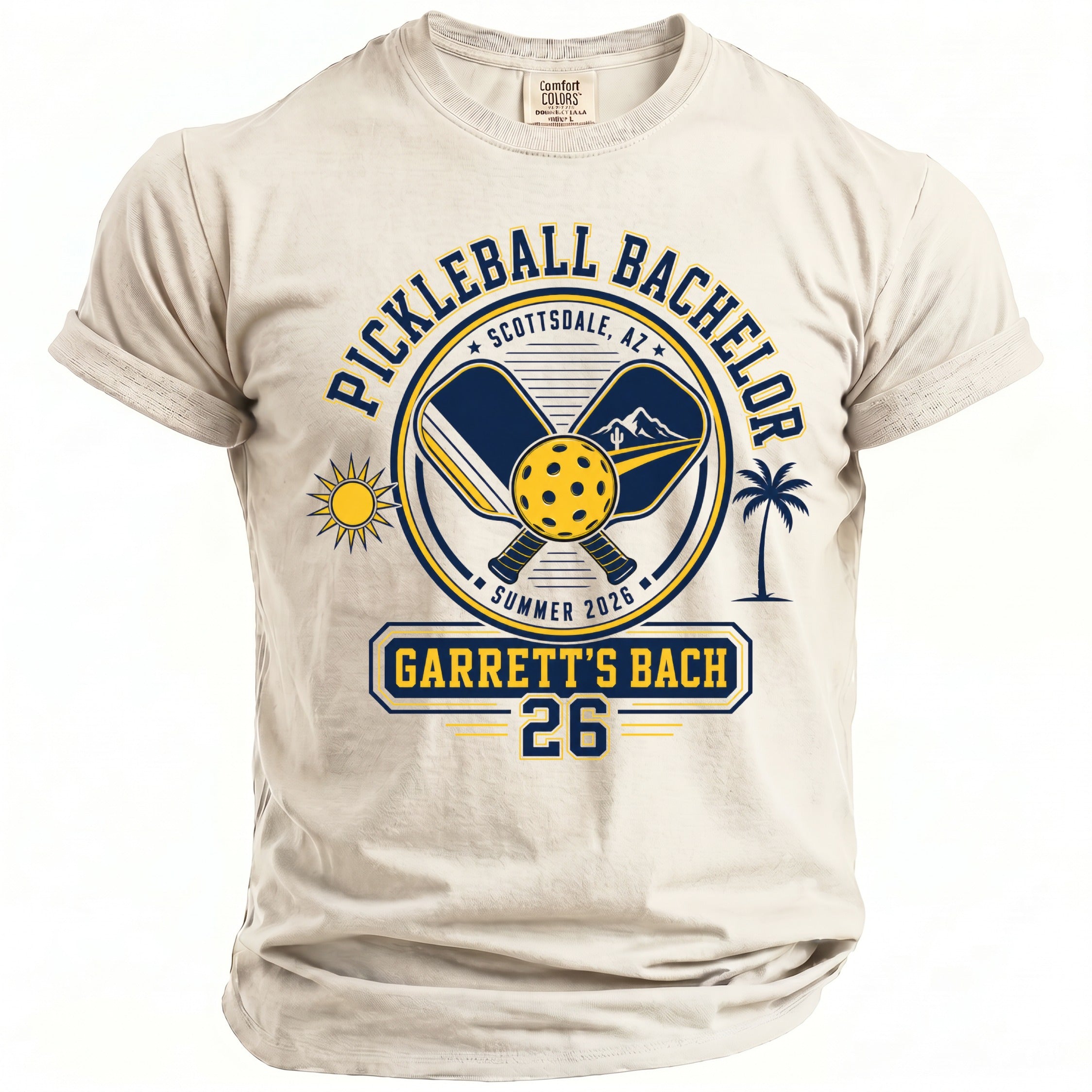 Pickleball Bachelor Scottsdale AZ Summer 2026 Garrett's Bach 26 t-shirt.