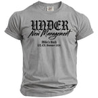 Grey t-shirt with "Under New Management" and "Mike's Bach LA, CA. Summer 2026" text.